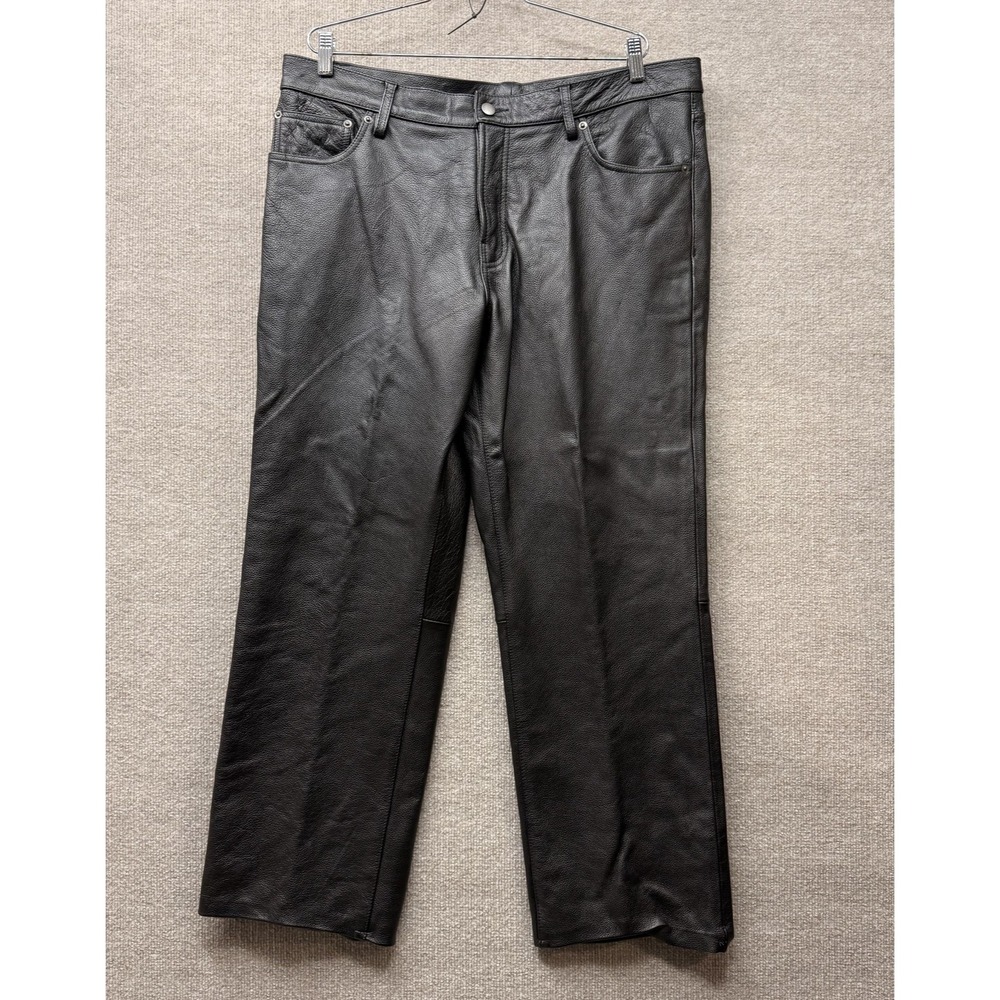 First Classics Leather Dress Pants Mens 38x31 Black Lined Biker Motorcycle M833